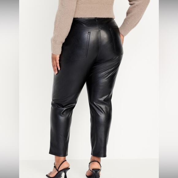 Old Navy black High-Waisted OG Straight Faux Leather Ankle Pants - Picture 2 of 10